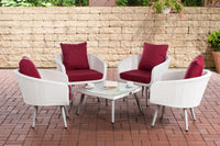 CLP Lounge-Set Ameland Flachrattan rubinrot 40 cm (Hellgrau)