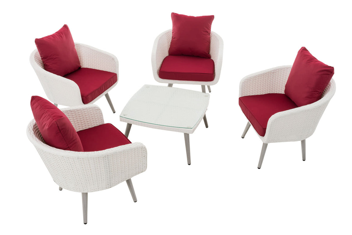 CLP Lounge-Set Ameland Flachrattan rubinrot 40 cm (Hellgrau) – Produktabbildung 2