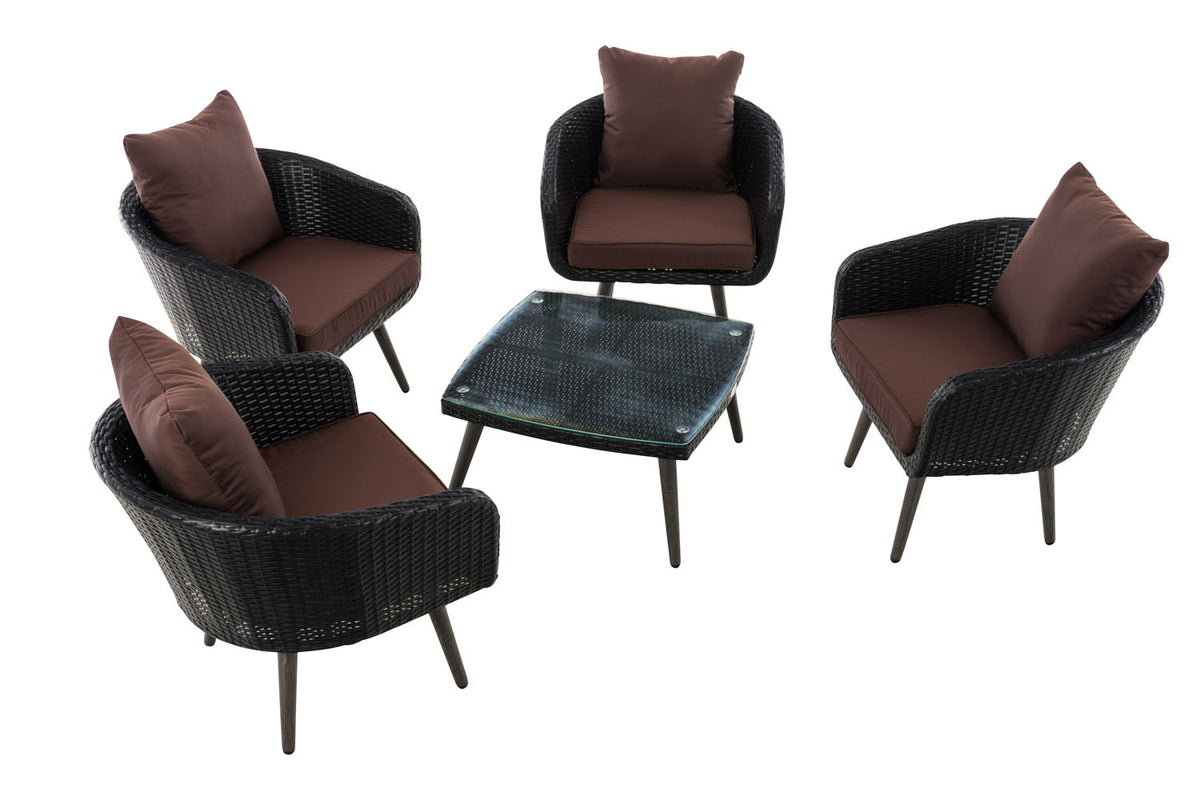 CLP Lounge-Set Ameland Flachrattan terrabraun 45 cm (Dunkelgrau) – Produktabbildung 2