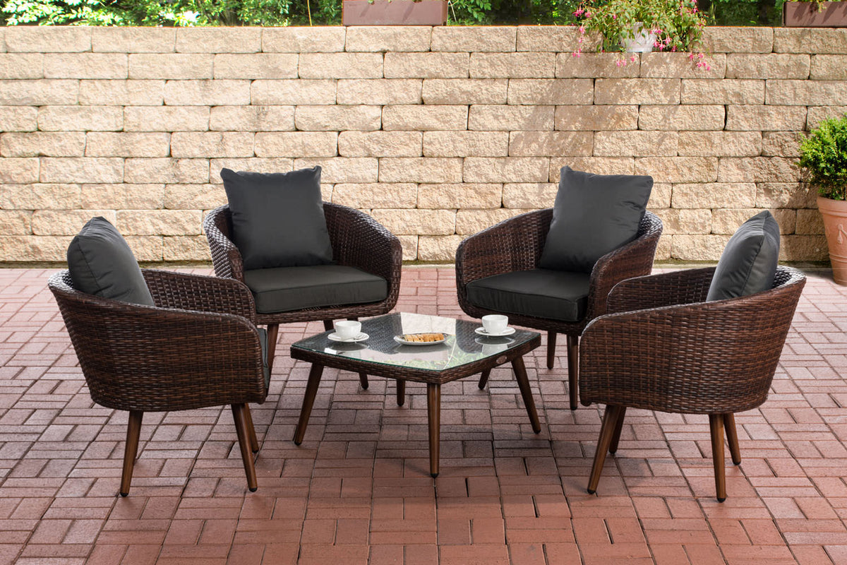 CLP Lounge-Set Ameland Flachrattan anthrazit 40 cm (Dunkelbraun)