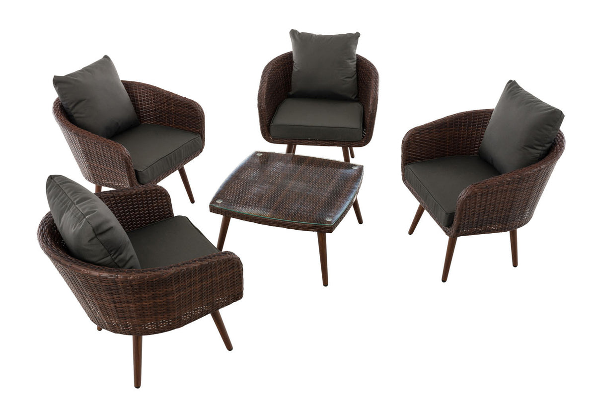 CLP Lounge-Set Ameland Flachrattan anthrazit 45 cm (Dunkelbraun) – Produktabbildung 2