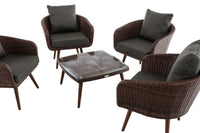 CLP Lounge-Set Ameland Flachrattan anthrazit 45 cm (Dunkelbraun) – Produktabbildung 3