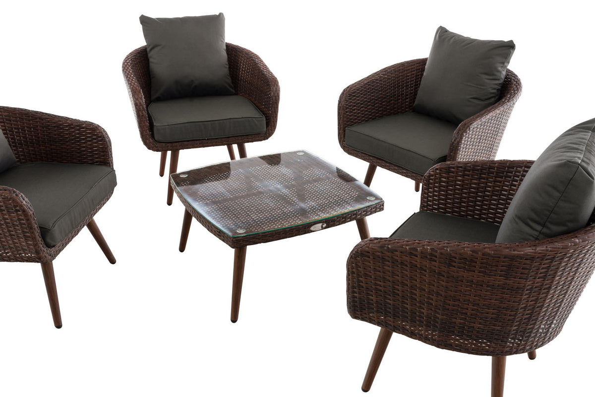 CLP Lounge-Set Ameland Flachrattan anthrazit 45 cm (Dunkelbraun) – Produktabbildung 3