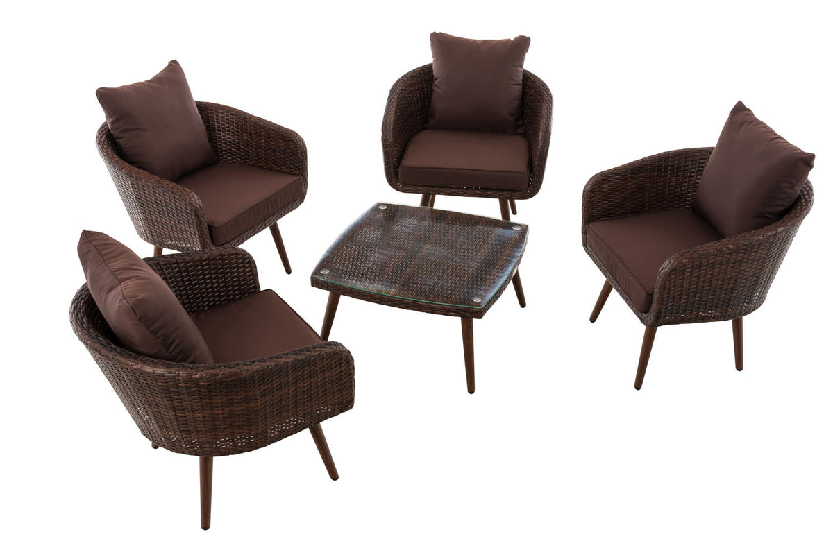 CLP Lounge-Set Ameland Flachrattan terrabraun 40 cm (Dunkelbraun) – Produktabbildung 2