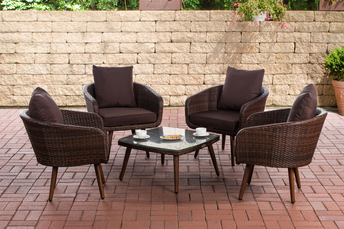 CLP Lounge-Set Ameland Flachrattan terrabraun 45 cm (Dunkelbraun)