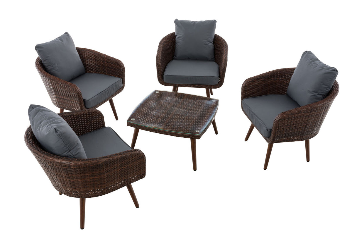 CLP Lounge-Set Ameland Flachrattan eisengrau 40 cm (Dunkelbraun) – Produktabbildung 2