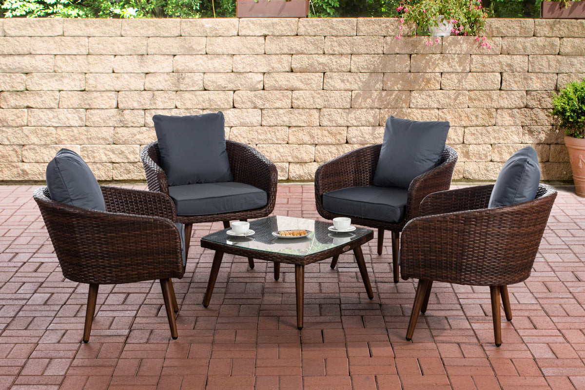 CLP Lounge-Set Ameland Flachrattan eisengrau 45 cm (Dunkelbraun)