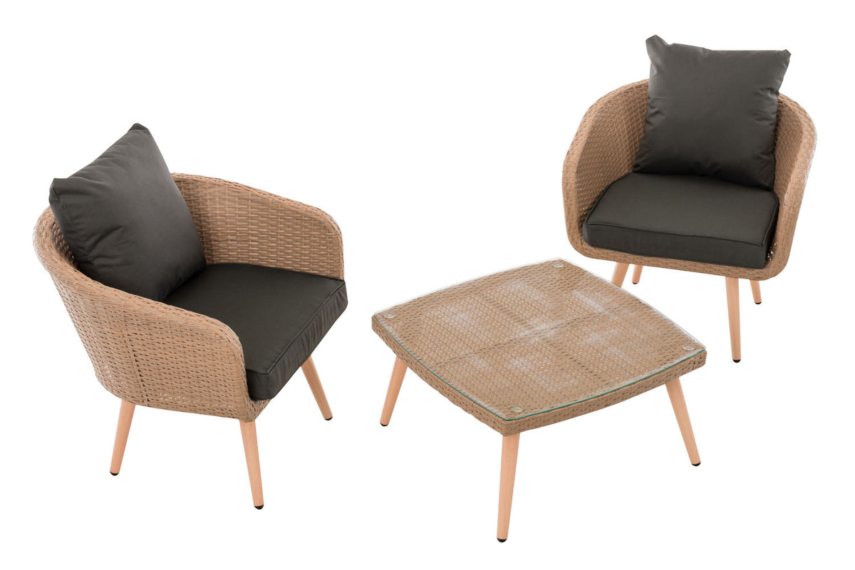 CLP Balkon-Set Ameland Flachrattan anthrazit 40 cm (Hellbraun) – Produktabbildung 2