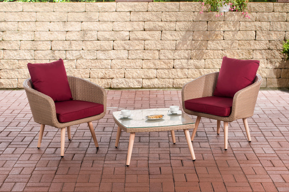 CLP Balkon-Set Ameland Flachrattan rubinrot 40 cm (Hellbraun)