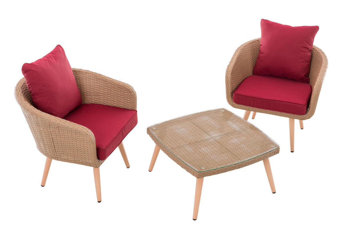 CLP Balkon-Set Ameland Flachrattan rubinrot 40 cm (Hellbraun) – Produktabbildung 2
