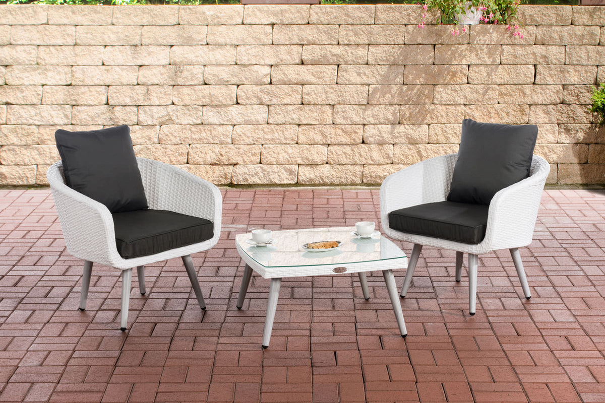 CLP Balkon-Set Ameland Flachrattan anthrazit 40 cm (Hellgrau)