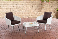 CLP Balkon-Set Ameland Flachrattan terrabraun 40 cm (Hellgrau)