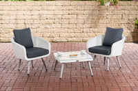 CLP Balkon-Set Ameland Flachrattan eisengrau 40 cm (Hellgrau)