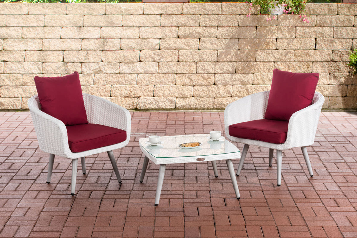 CLP Balkon-Set Ameland Flachrattan rubinrot 40 cm (Hellgrau)