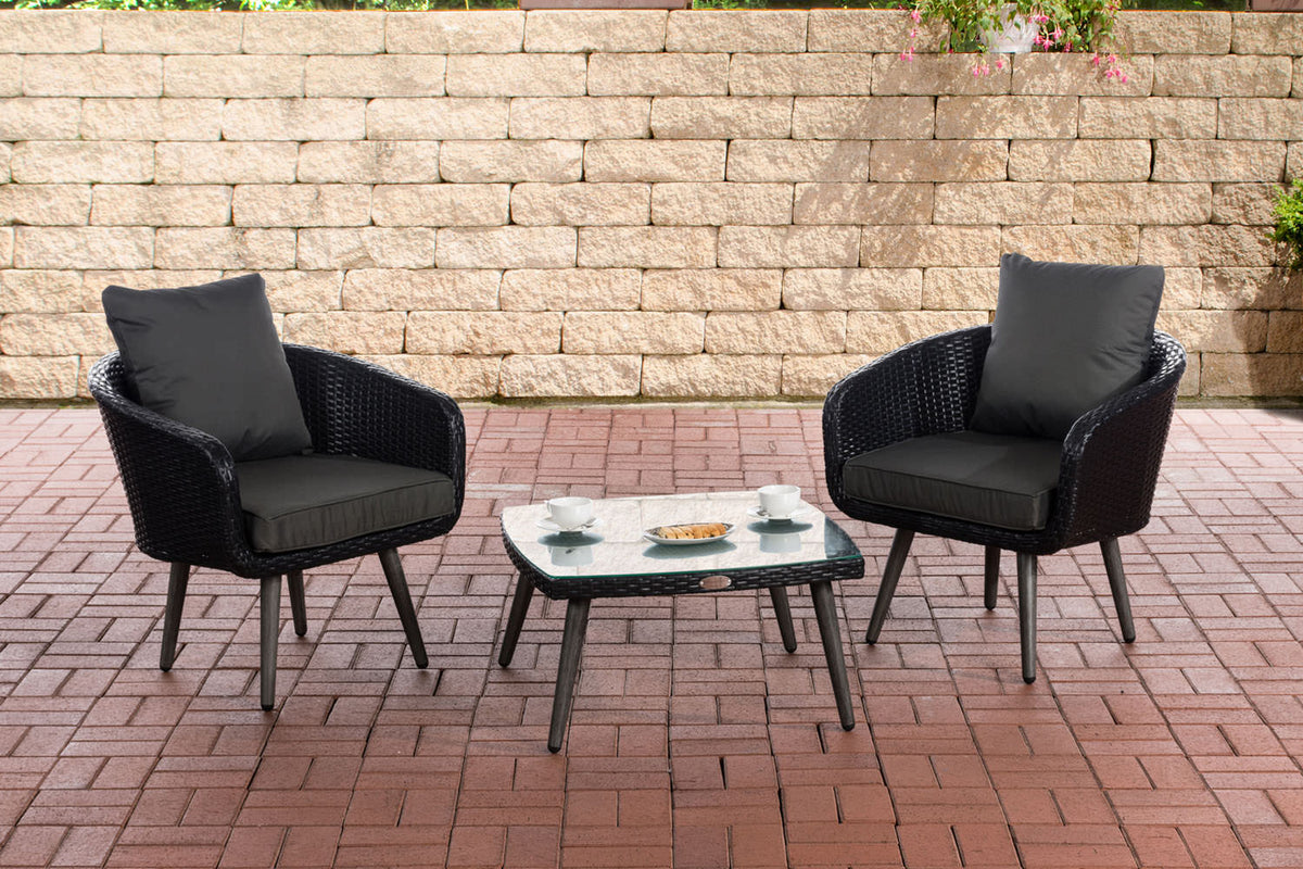 CLP Balkon-Set Ameland Flachrattan anthrazit 40 cm (Dunkelgrau)