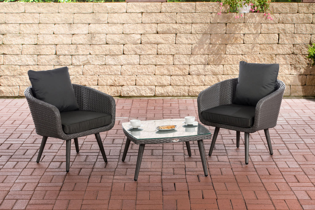 CLP Balkon-Set Ameland Flachrattan anthrazit 40 cm (Dunkelgrau) – Produktabbildung 5
