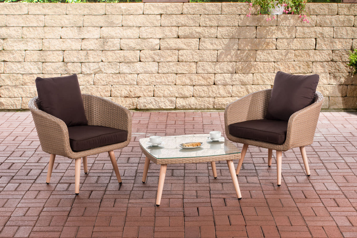 CLP Balkon-Set Ameland Flachrattan terrabraun 45 cm (Hellbraun)