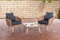 CLP Balkon-Set Ameland Flachrattan eisengrau 45 cm (Hellbraun)