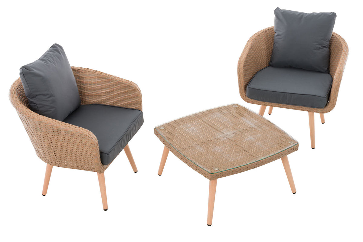 CLP Balkon-Set Ameland Flachrattan eisengrau 45 cm (Hellbraun) – Produktabbildung 2