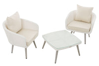 CLP Balkon-Set Ameland Flachrattan cremeweiß 45 cm (Hellgrau) – Produktabbildung 2