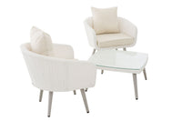 CLP Balkon-Set Ameland Flachrattan cremeweiß 45 cm (Hellgrau) – Produktabbildung 4