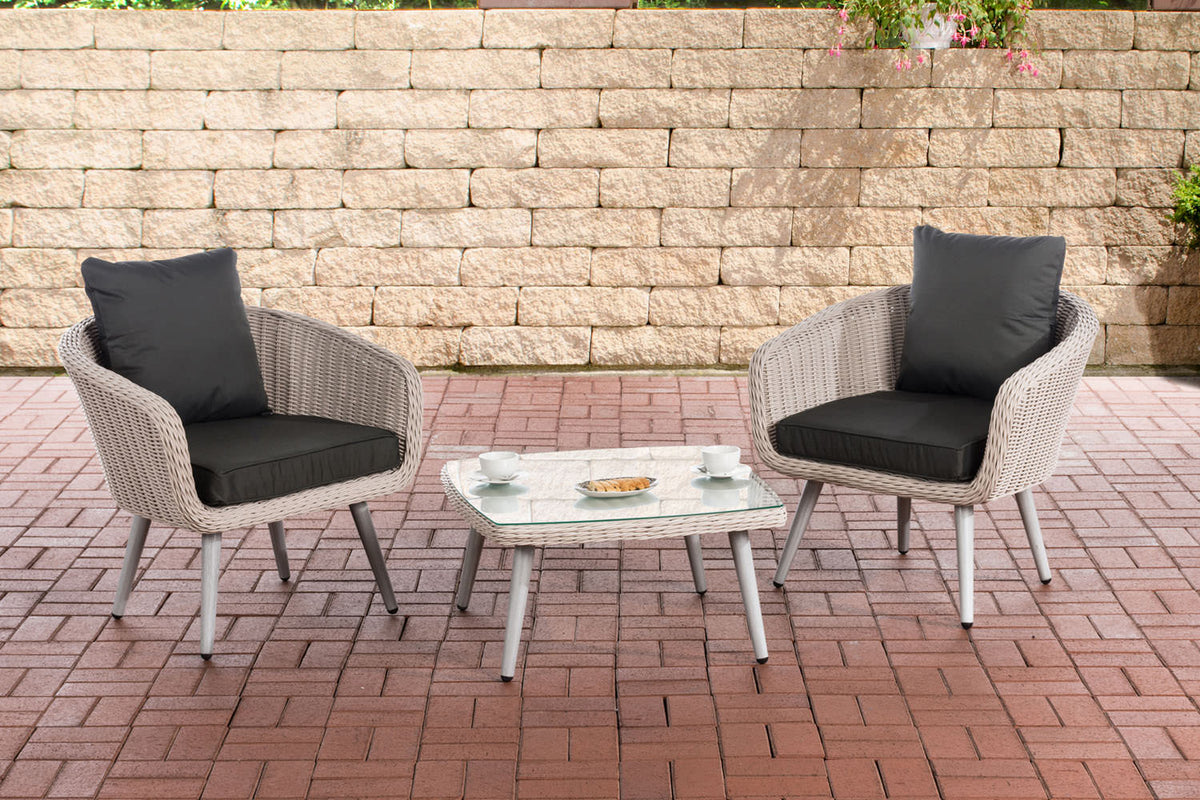 CLP Balkon-Set Ameland Rundrattan anthrazit 40 cm (Hellgrau)