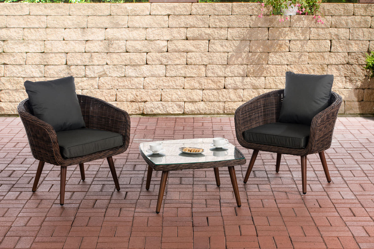 CLP Balkon-Set Ameland Rundrattan anthrazit 40 cm (Dunkelbraun)