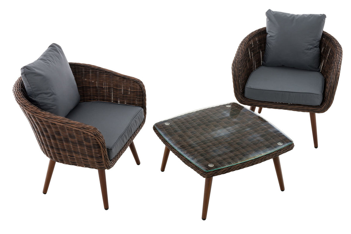 CLP Balkon-Set Ameland Rundrattan eisengrau 40 cm (Dunkelbraun) – Produktabbildung 2
