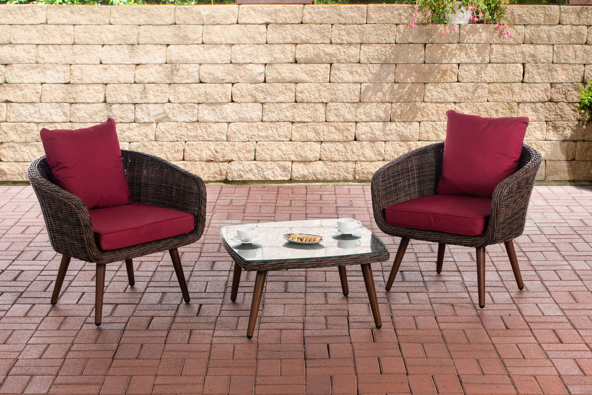 CLP Balkon-Set Ameland Rundrattan rubinrot 40 cm (Dunkelbraun)