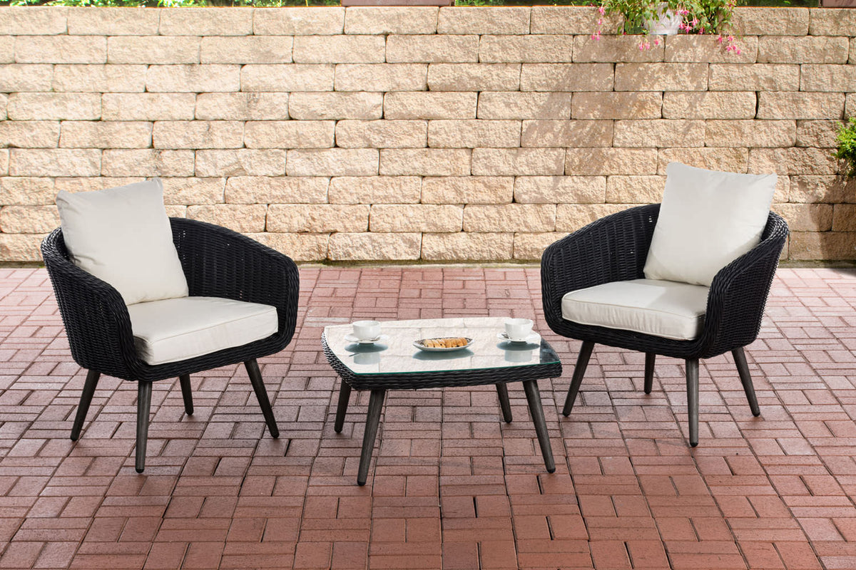 CLP Balkon-Set Ameland Rundrattan cremeweiß 45 cm (Dunkelgrau)