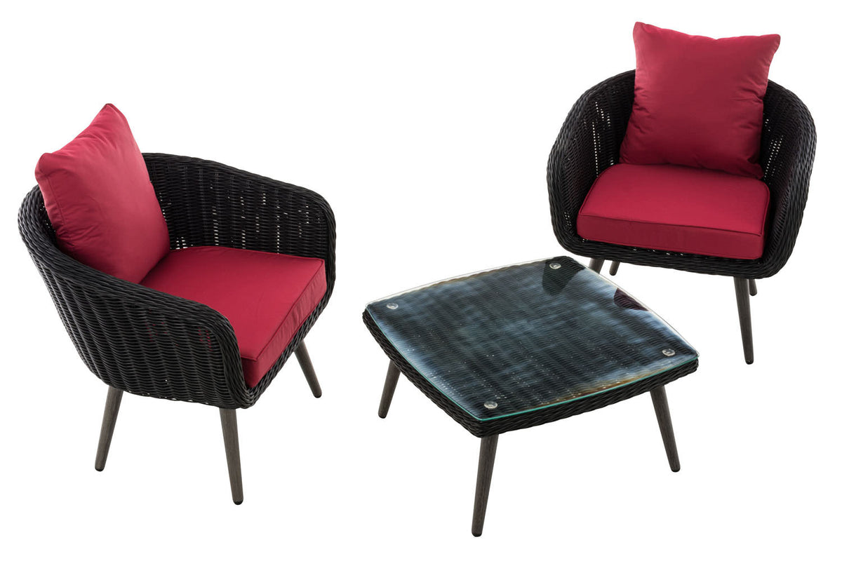 CLP Balkon-Set Ameland Rundrattan rubinrot 45 cm (Dunkelgrau) – Produktabbildung 2