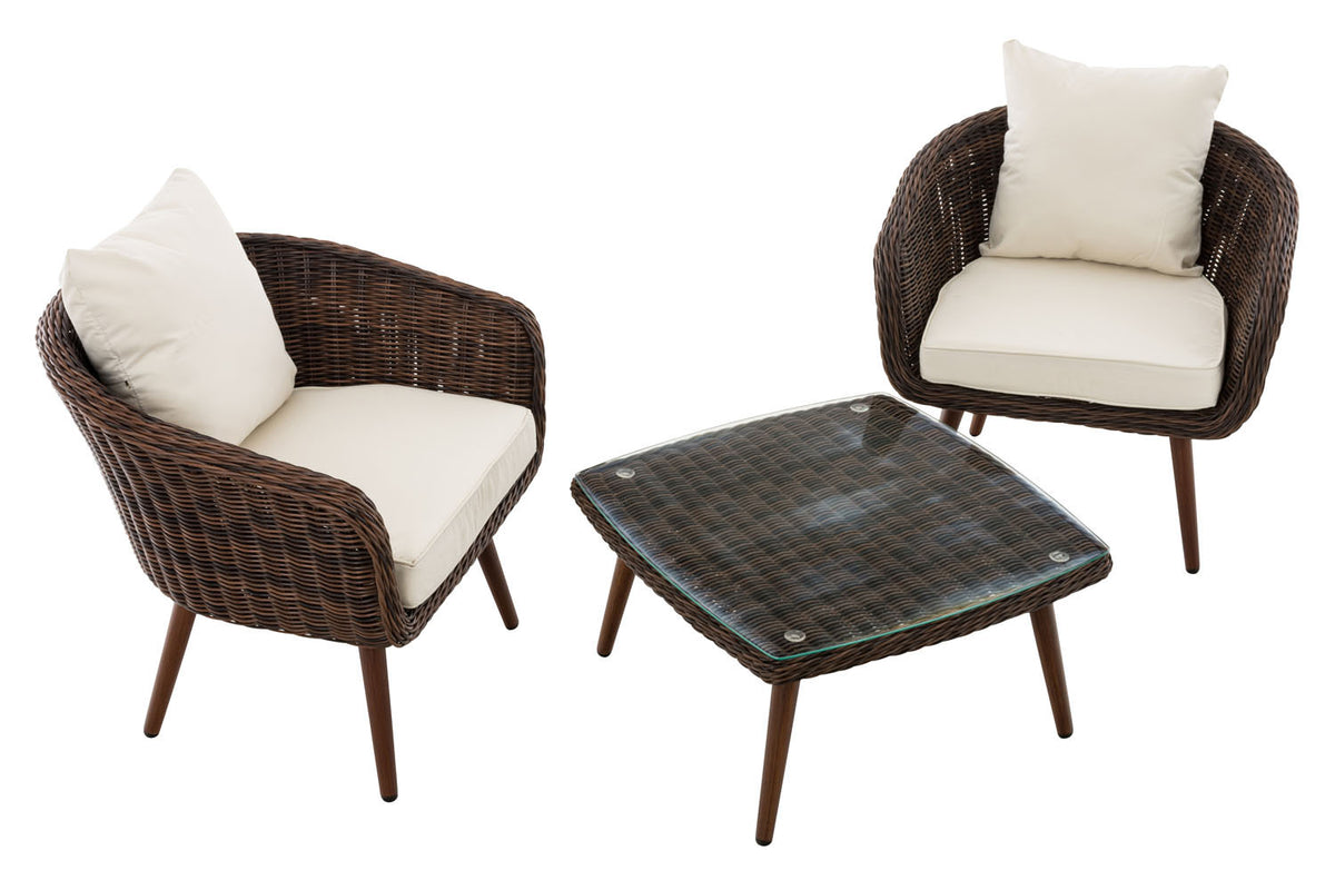 CLP Balkon-Set Ameland Rundrattan cremeweiß 45 cm (Dunkelbraun) – Produktabbildung 2