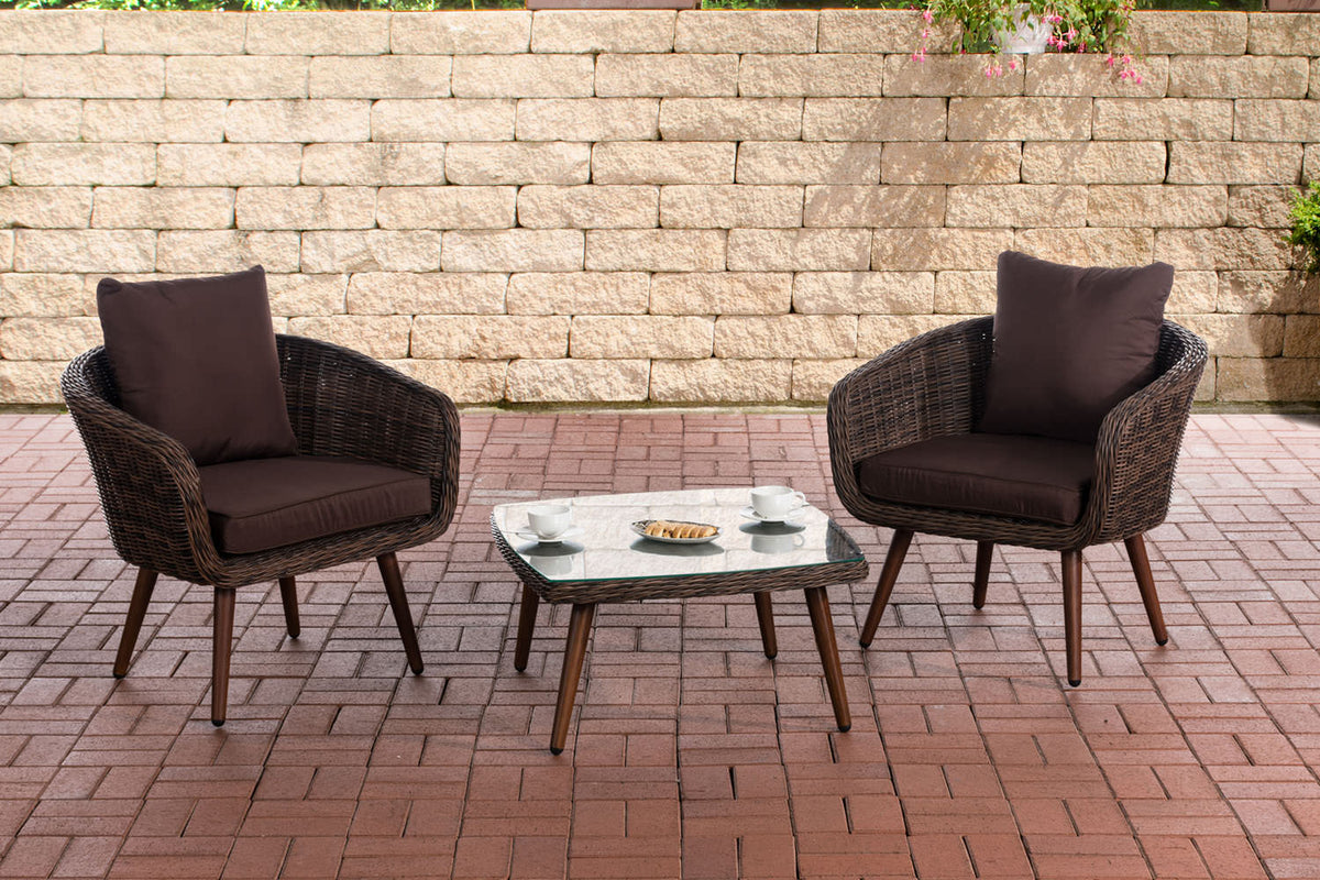 CLP Balkon-Set Ameland Rundrattan terrabraun 45 cm (Dunkelbraun)