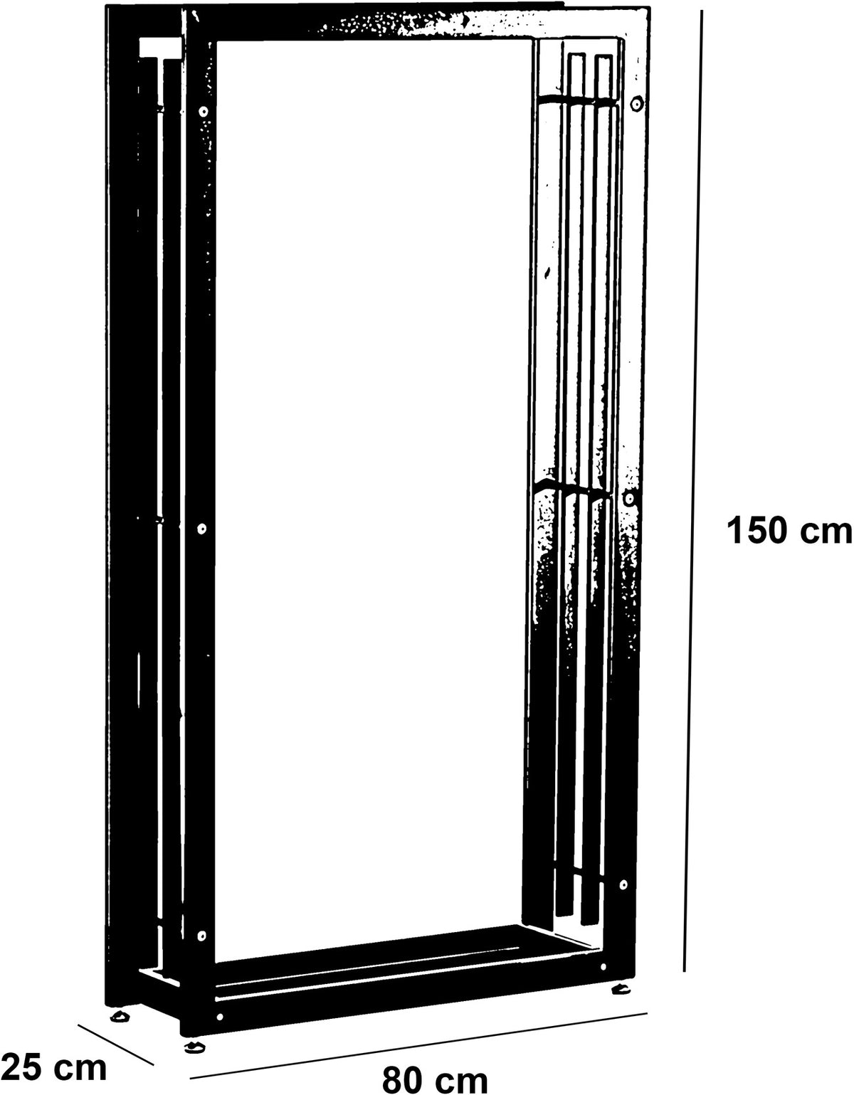 CLP Kaminholzständer Skadi 25x80x150 – Produktabbildung 2