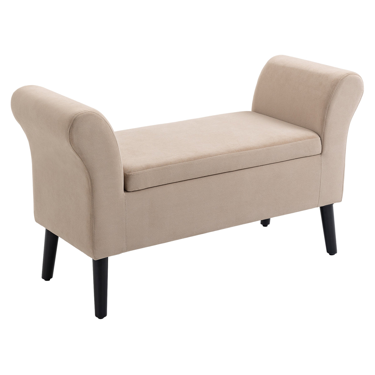 Upholstered bench with storage, chest bench with armrests, 46 cm seat height, velvet-feel polyester, 111.5 x 41