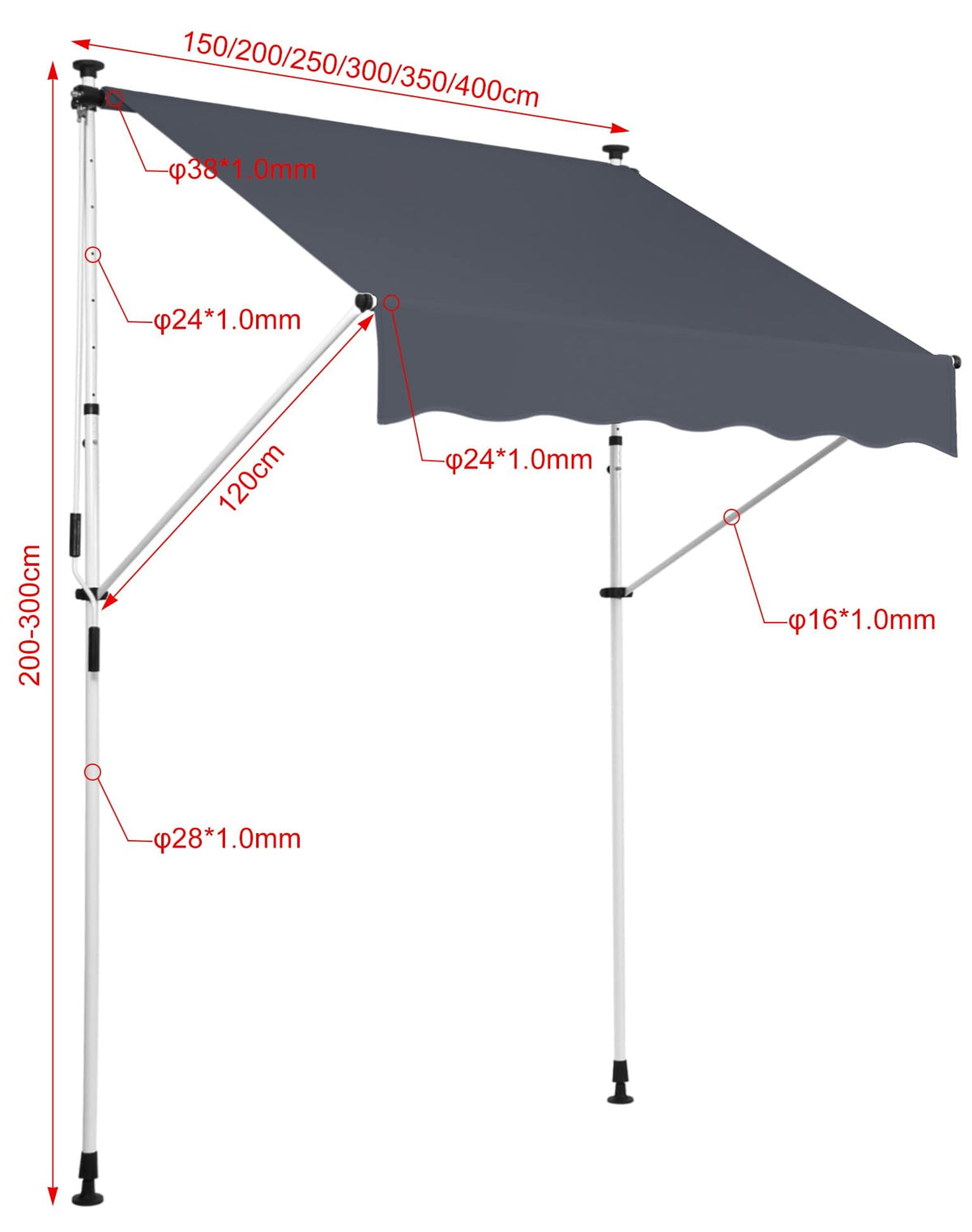 CLP Klemmmarkise Westerly 200x120 cm – Produktabbildung 6