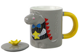 Grey dinosaur tea mug, 400 ml