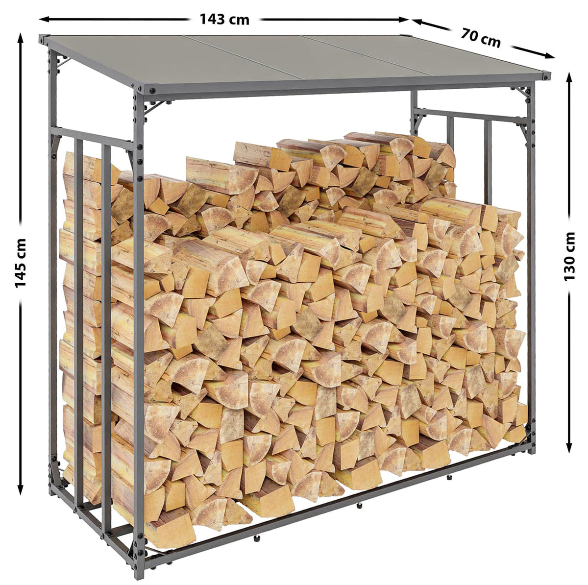 CLP Kaminholzunterstand + Abdeckplane Ruston Metall S – Produktabbildung 3