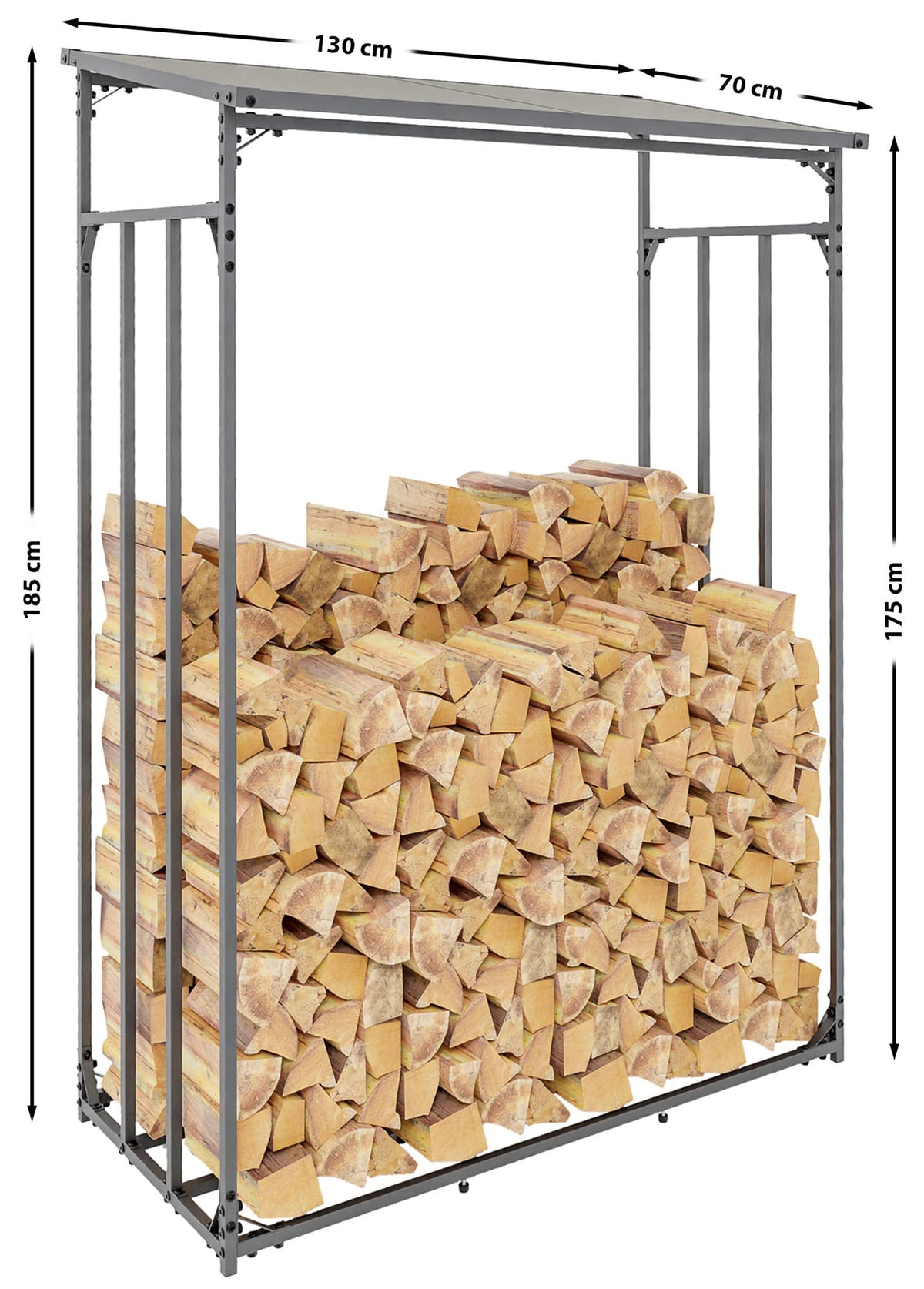CLP Kaminholzunterstand + Abdeckplane Ruston Metall L – Produktabbildung 3