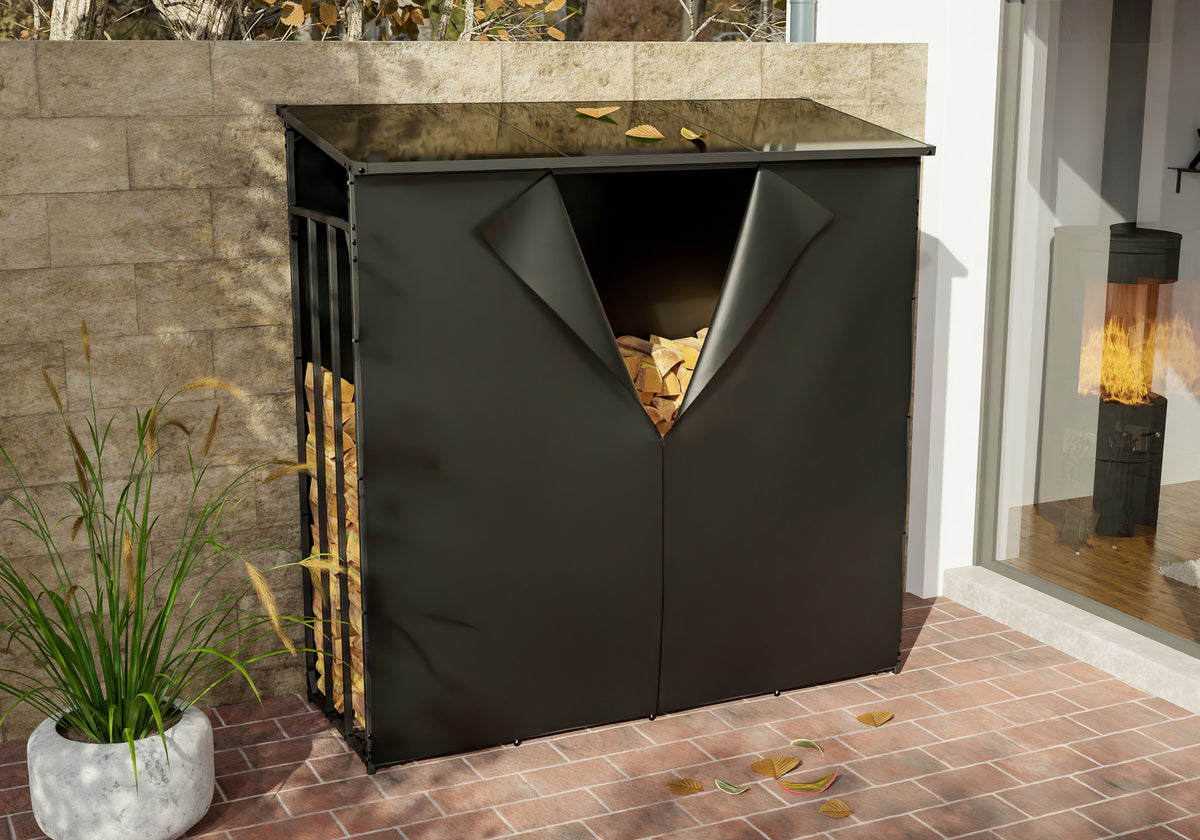 CLP Kaminholzunterstand + Abdeckplane Ruston Metall XXL – Produktabbildung 2