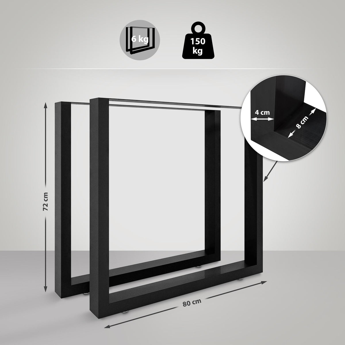 CLP 2x Tischbeine Velden 80 cm – Produktabbildung 2
