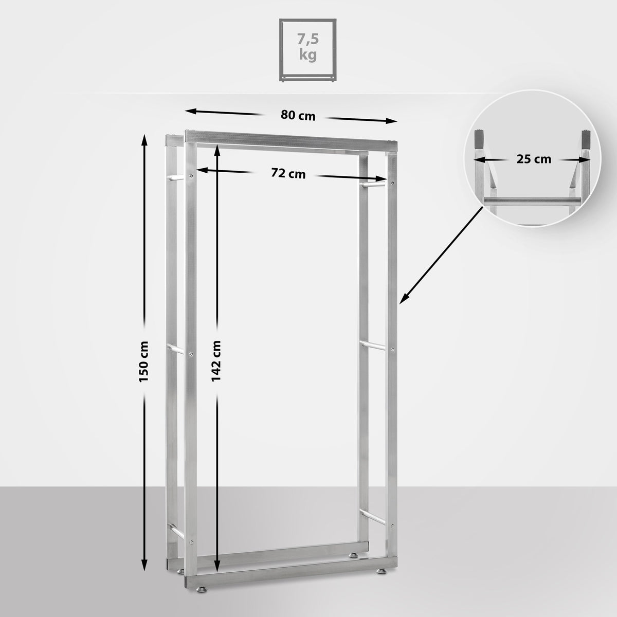 CLP Kaminholzständer Keri V2 25x80x150 cm – Produktabbildung 2