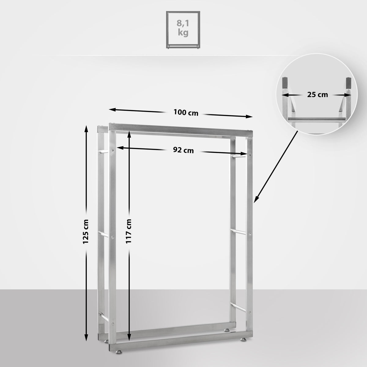 CLP Kaminholzständer Keri V2 25x100x125 cm – Produktabbildung 2