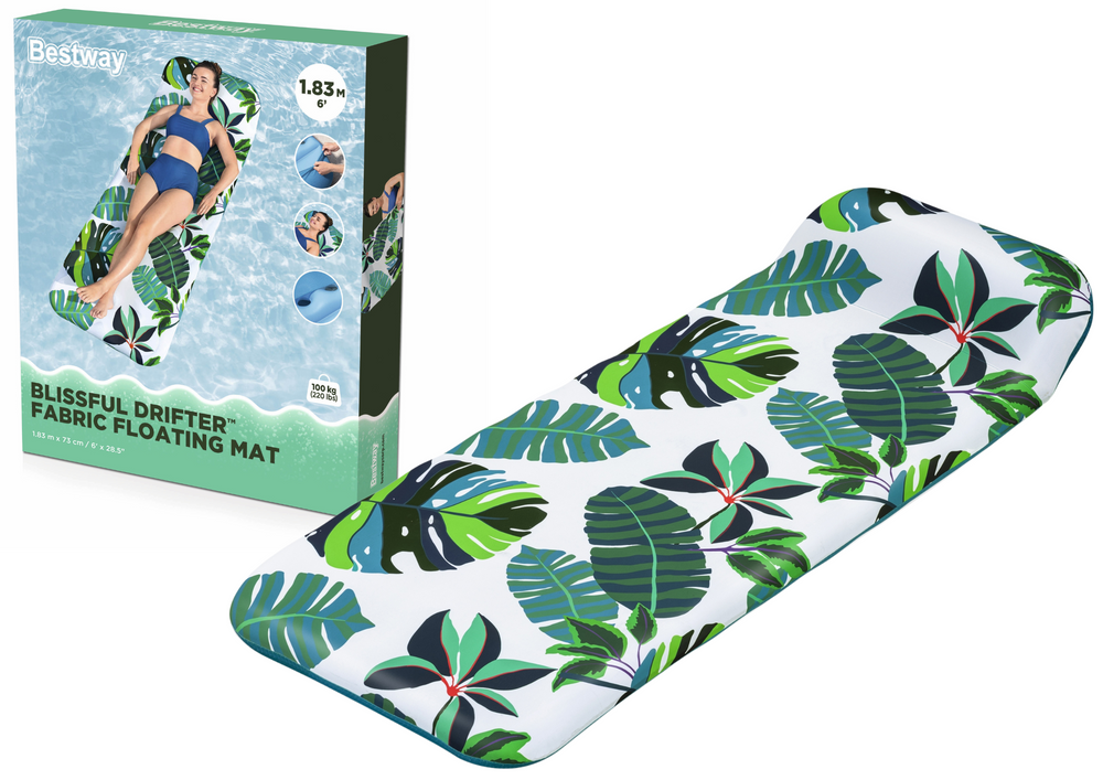 Bestway Aufblasbare Schwimmmatte für Pools, weißes Palmenblattmotiv, 43731