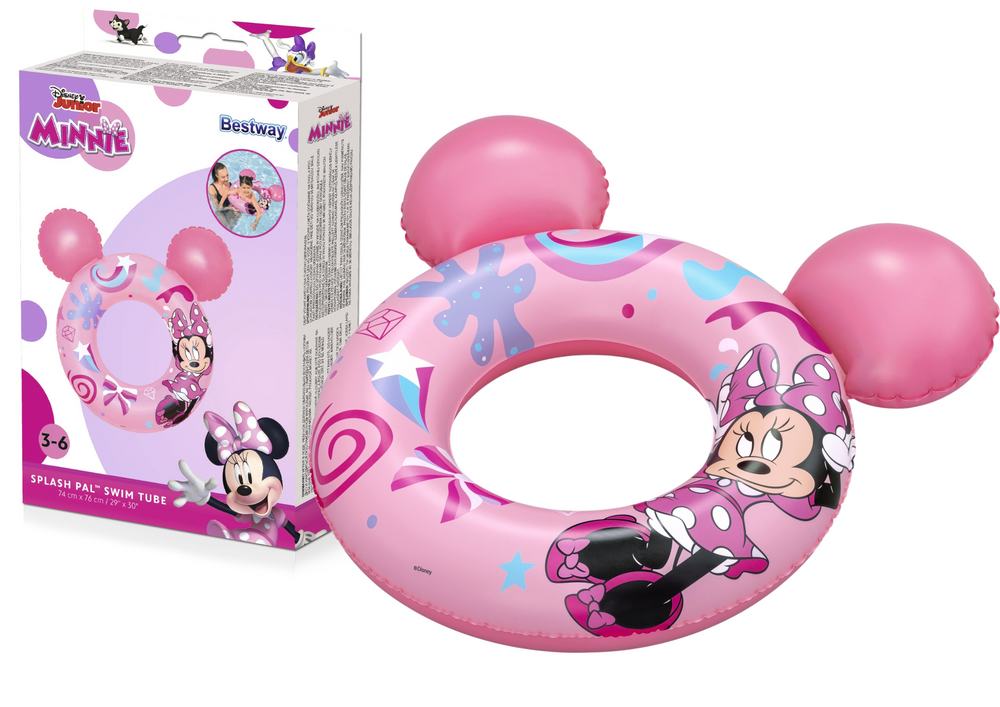 LEAN Toys Schwimmring mit Minnie-Maus-Ohren 74 cm x 76 cm Bestway 9102N