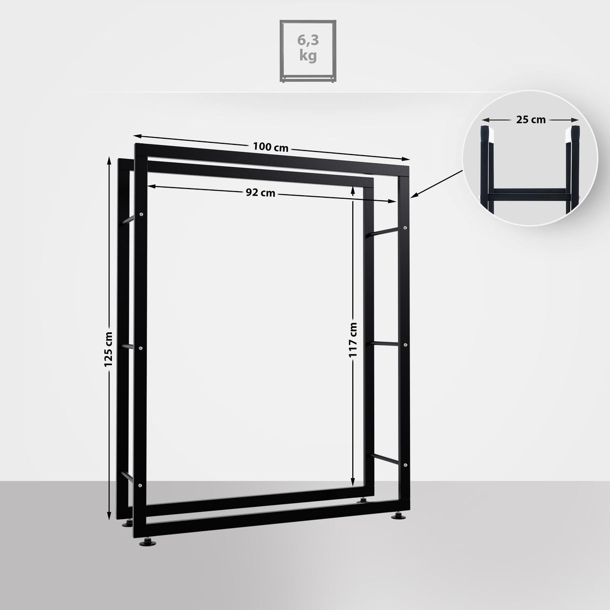 CLP Kaminholzständer Keri V2 25x100x125 – Produktabbildung 2