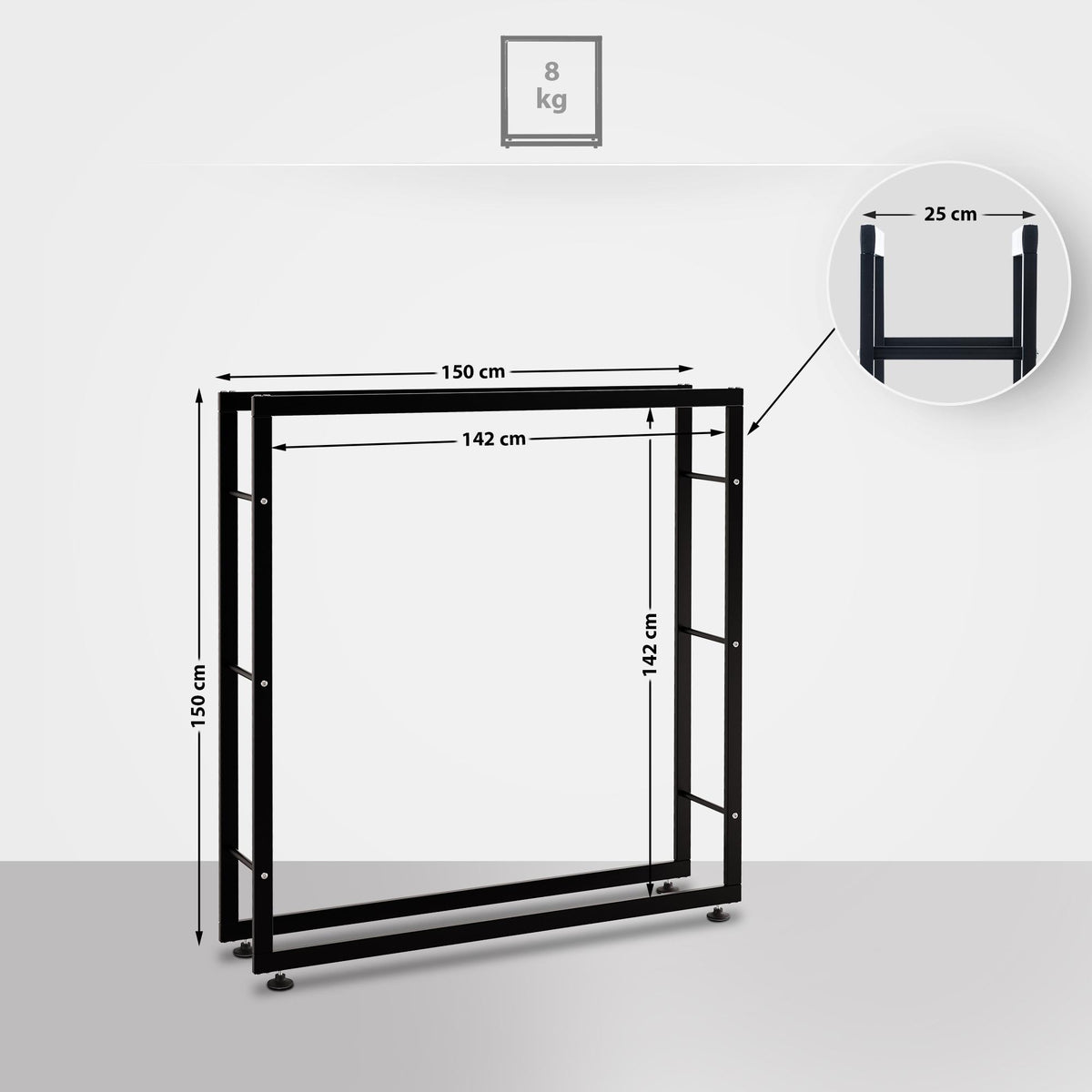 CLP Kaminholzständer Keri V2 25x150x150 cm – Produktabbildung 2