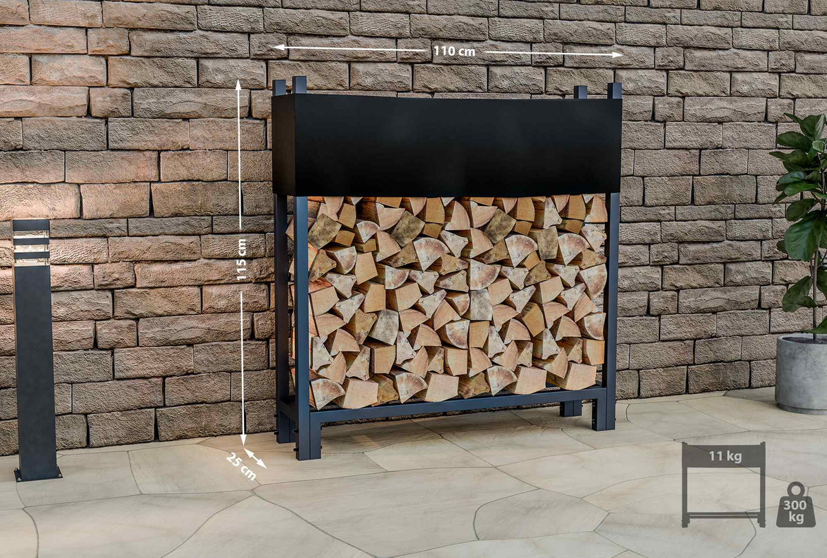 CLP Kaminholzständer + Abdeckplane Martin 25x110x115 cm – Produktabbildung 2