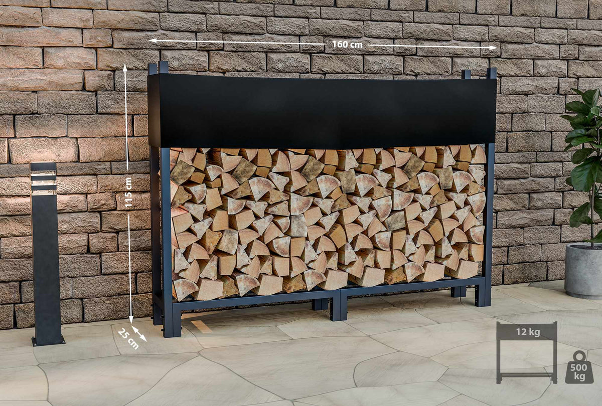 CLP Kaminholzständer + Abdeckplane Martin 25x160x115 cm – Produktabbildung 2