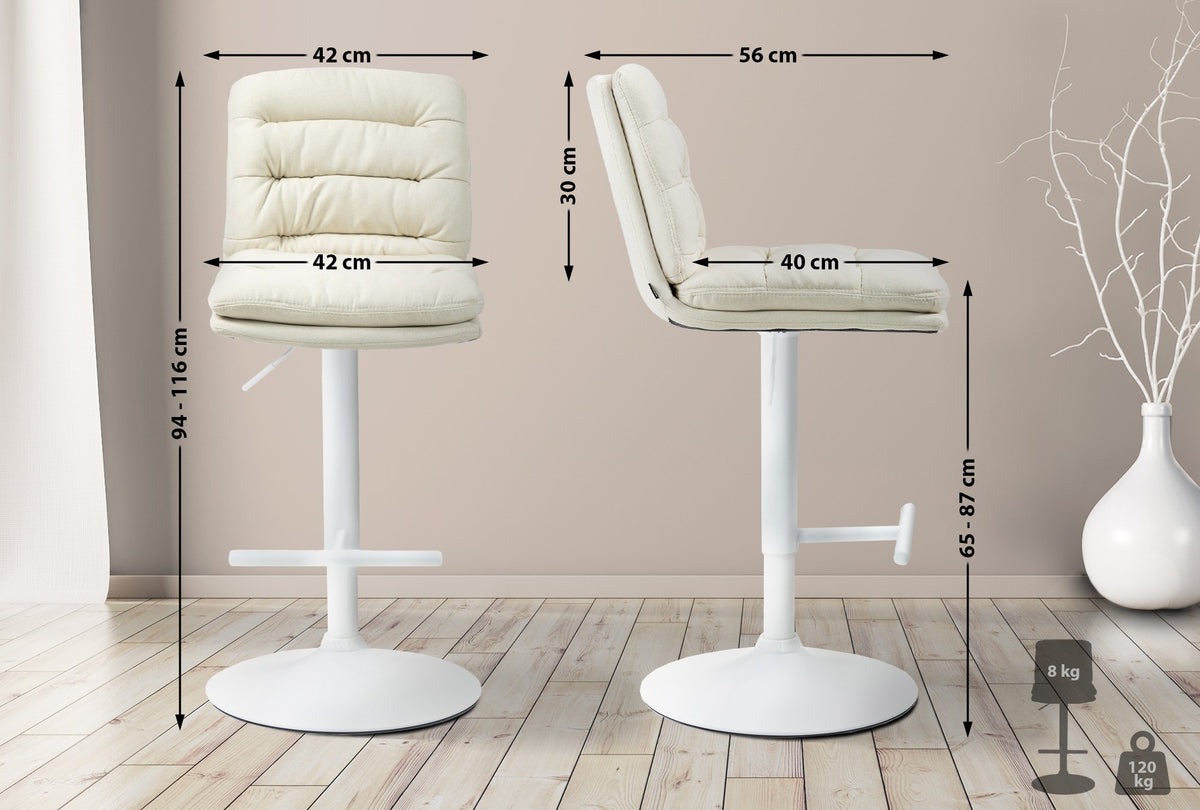 CLP Barhocker Damar Stoff weiß – Produktabbildung 2